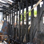 A burned wall